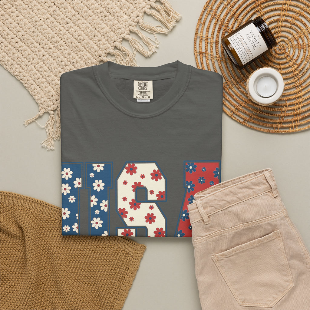 USA Floral Tee