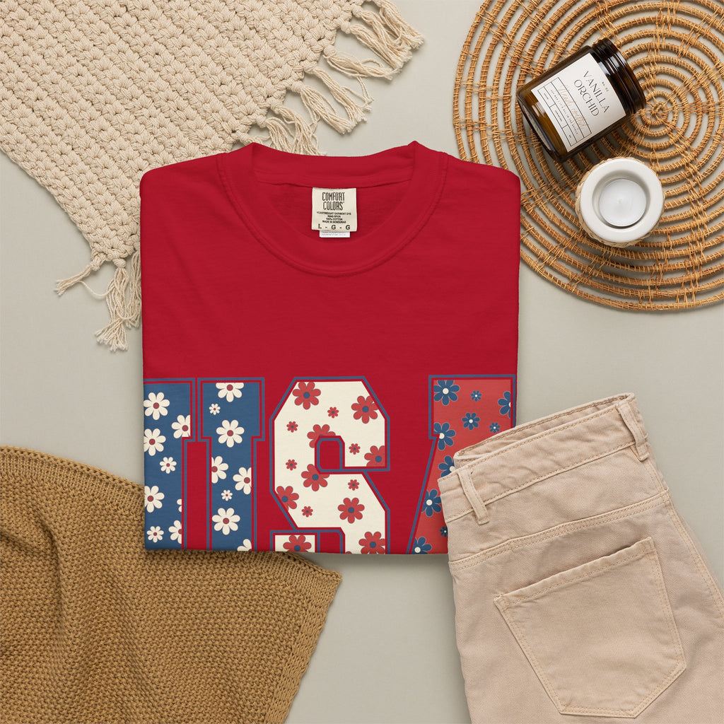 USA Floral Tee