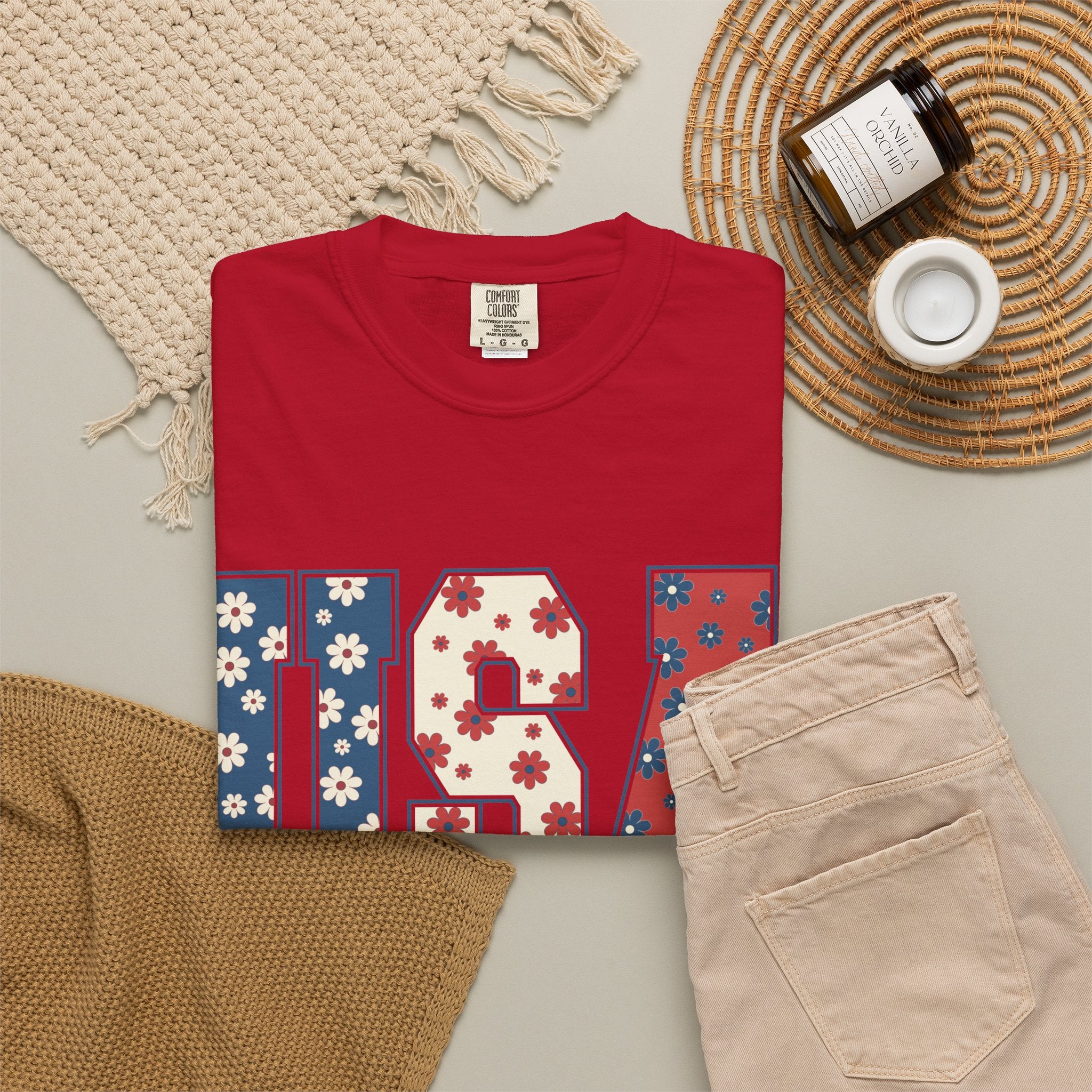 USA Floral Tee