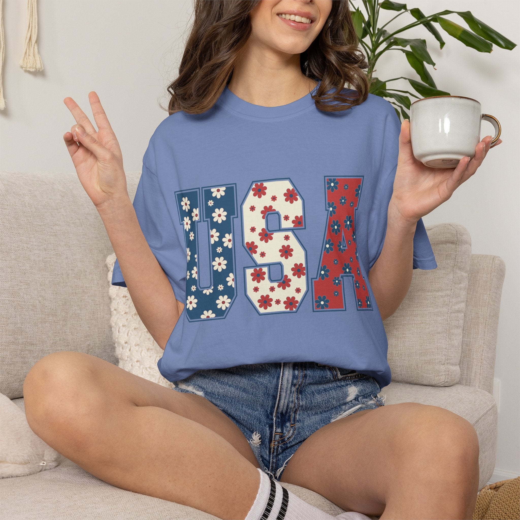 USA Floral Tee