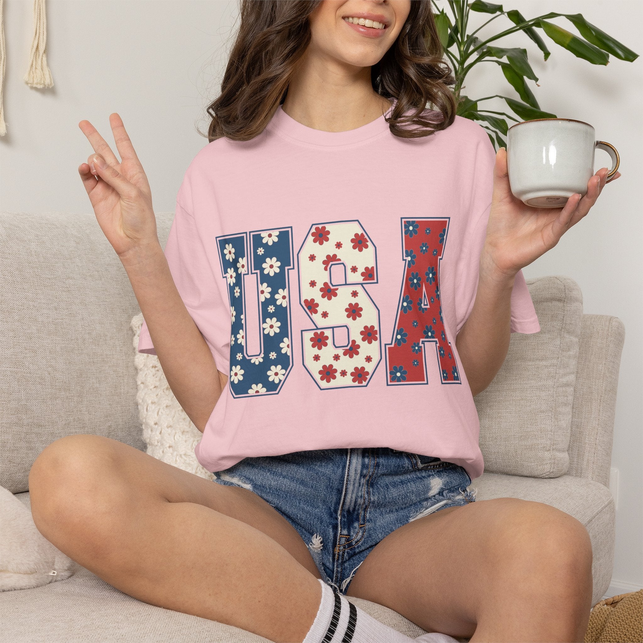 USA Floral Tee