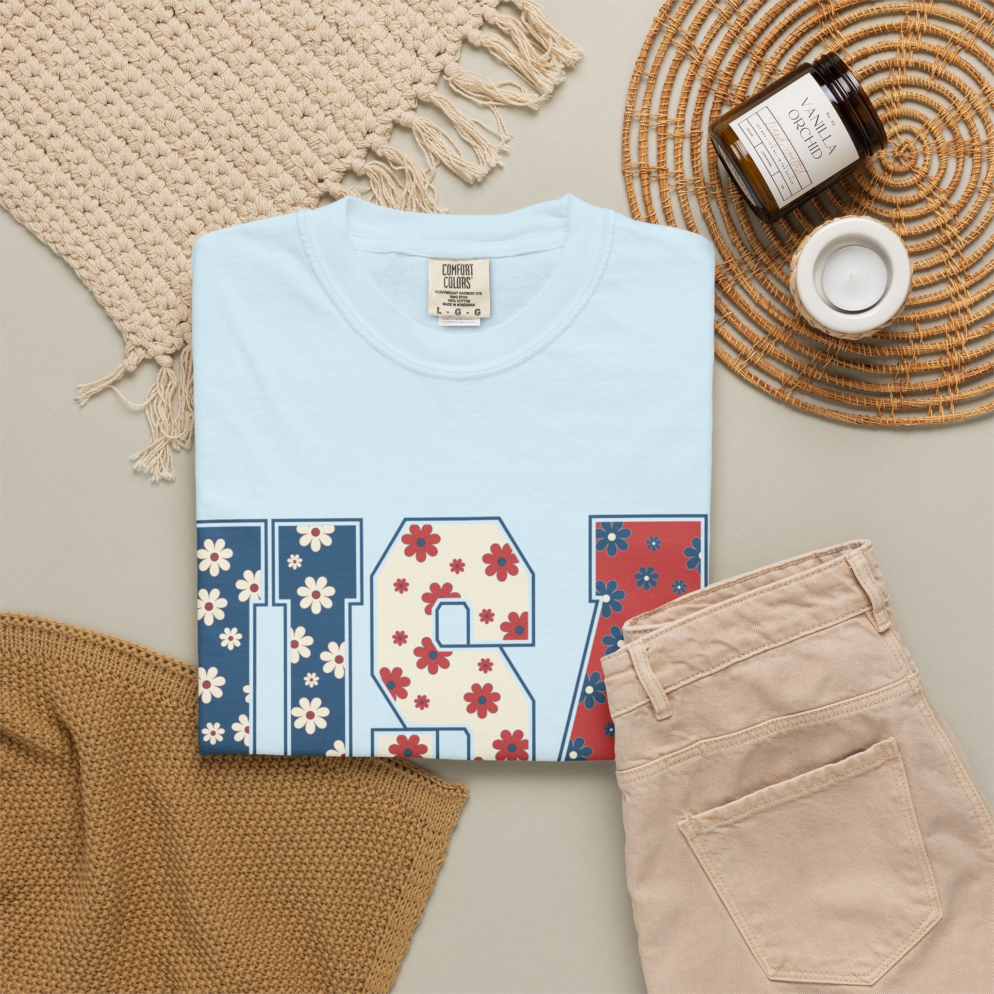 USA Floral Tee
