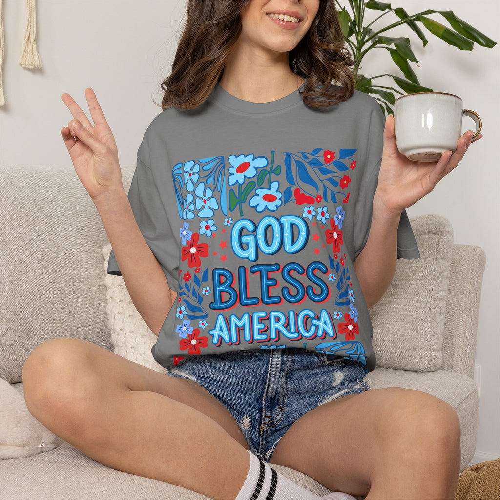 God Bless America Floral Tee