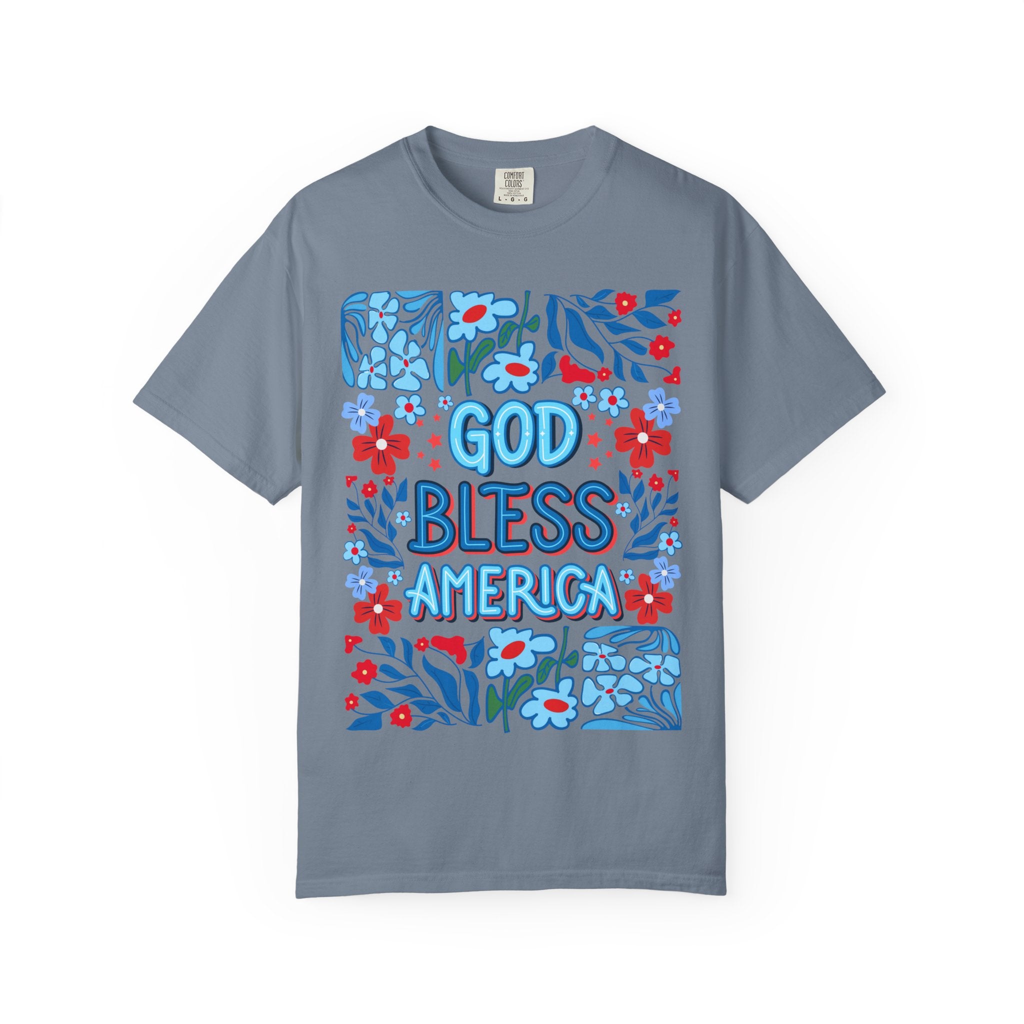 God Bless America Floral Tee