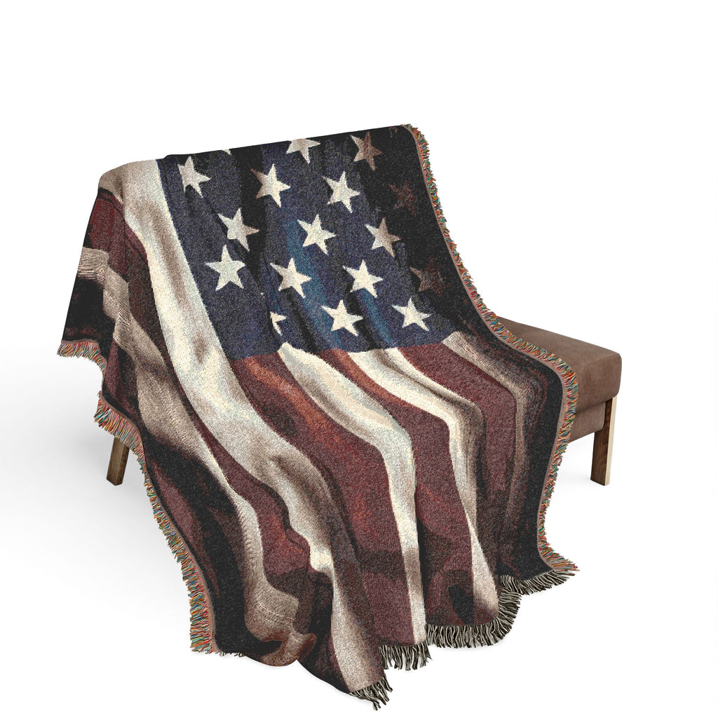 American Flag Woven Blanket