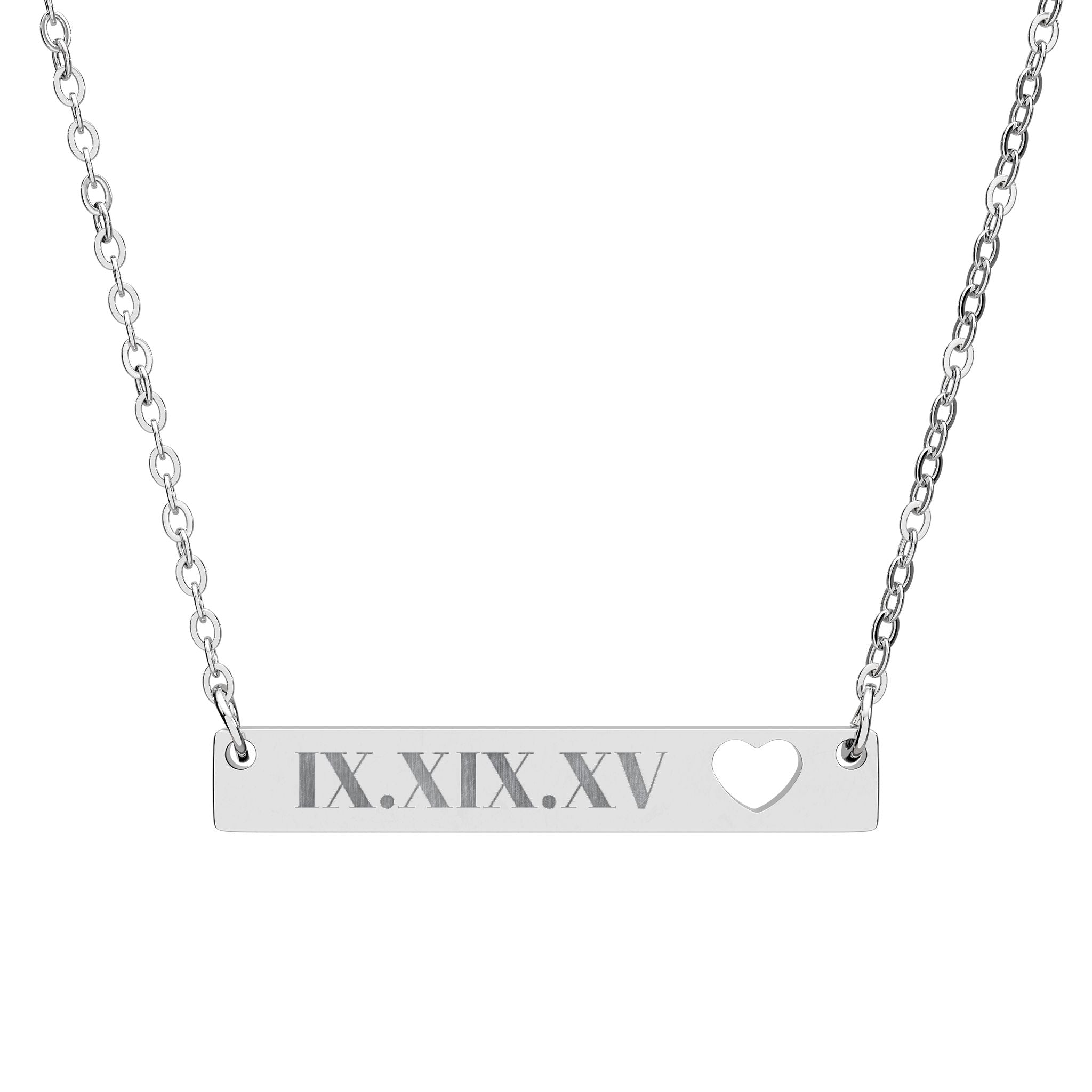 Personalized Engraved Cutout Heart Bar Necklace