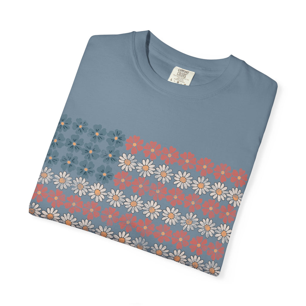 Floral American Flag USA Tee