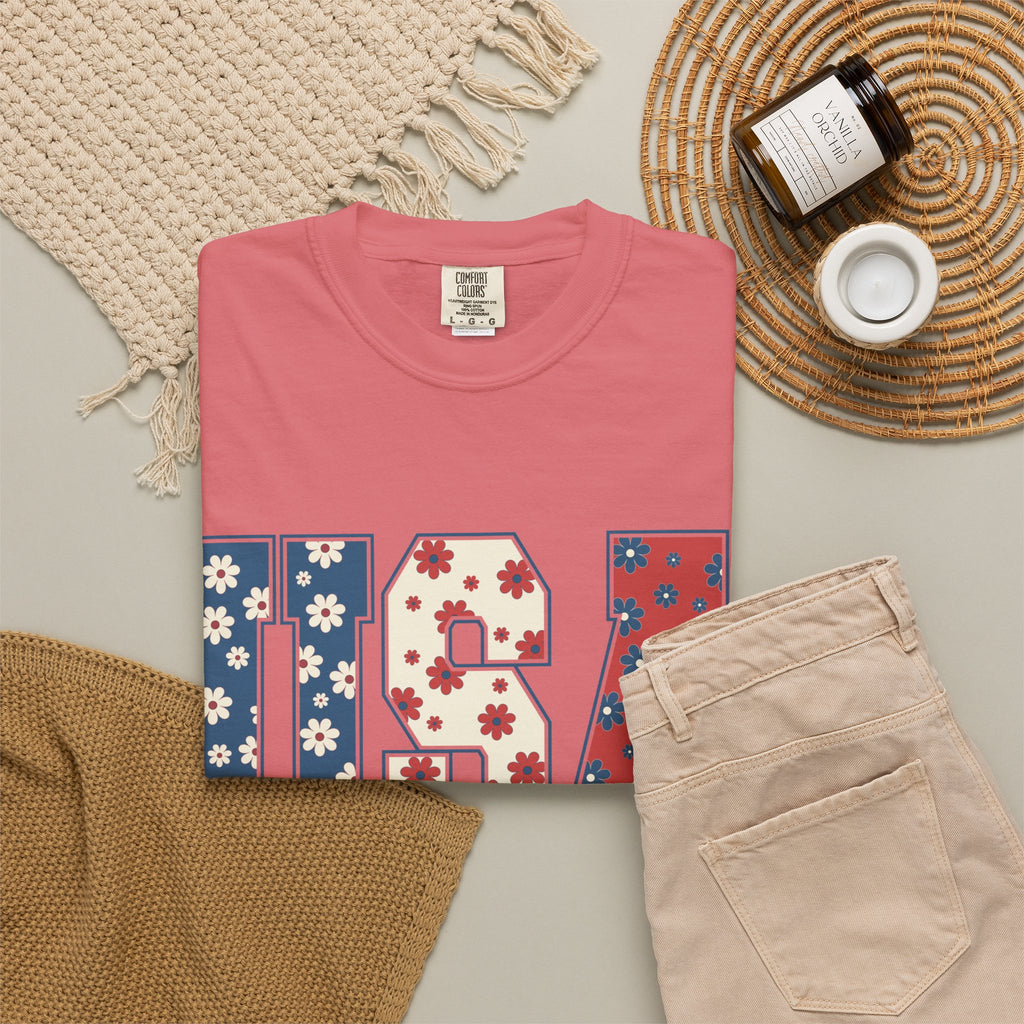 USA Floral Tee
