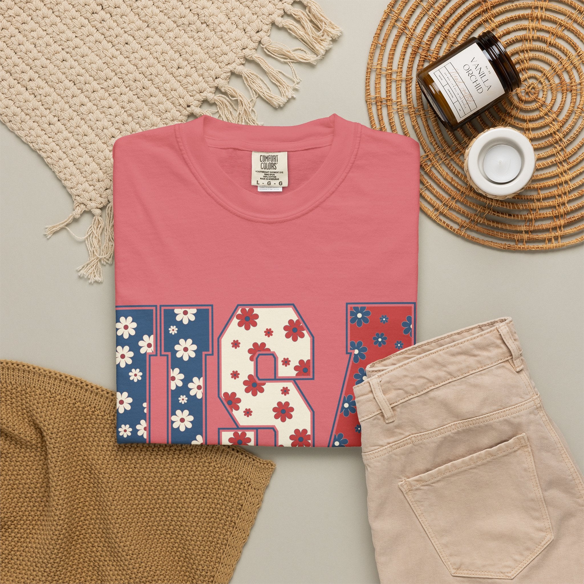 USA Floral Tee