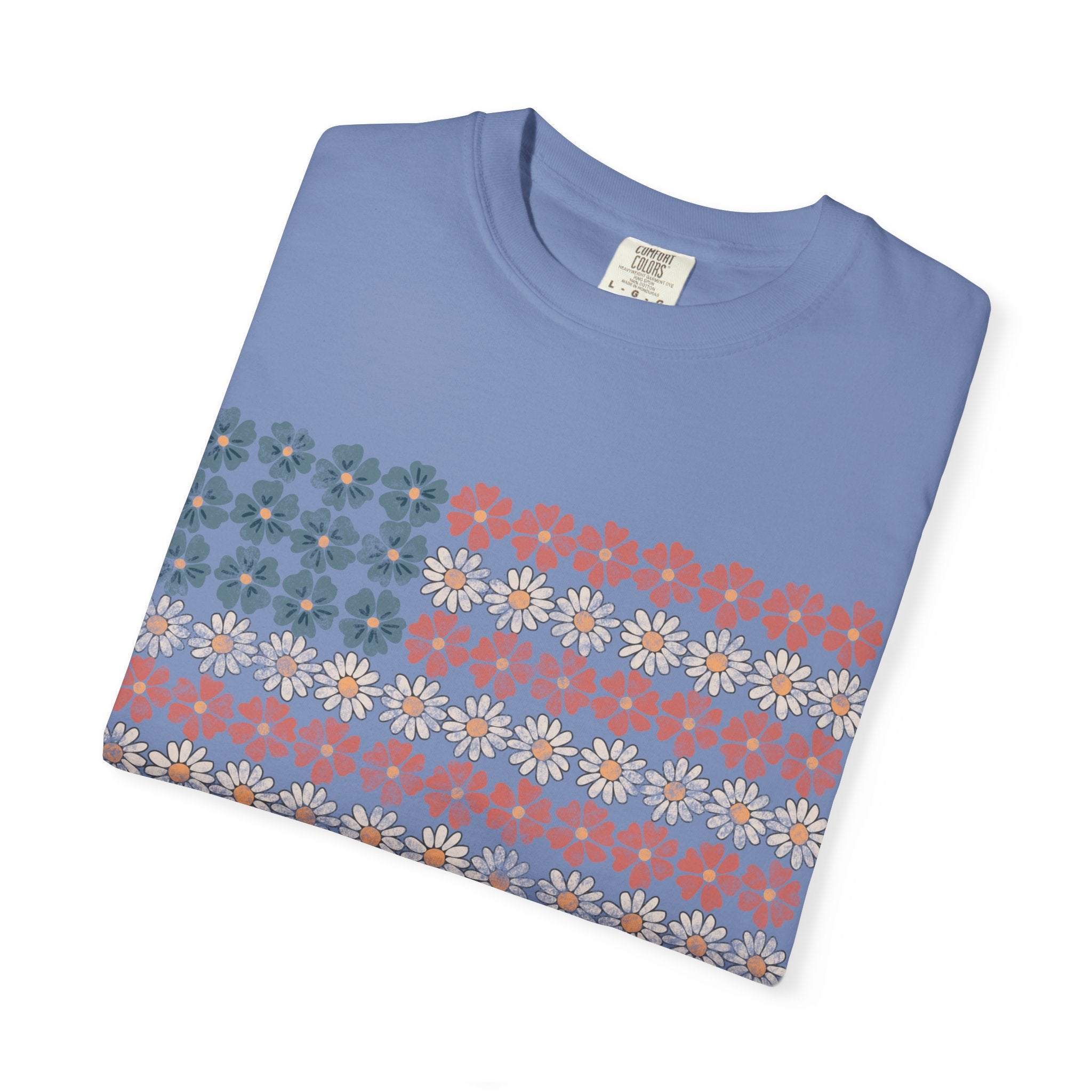 Floral American Flag USA Tee