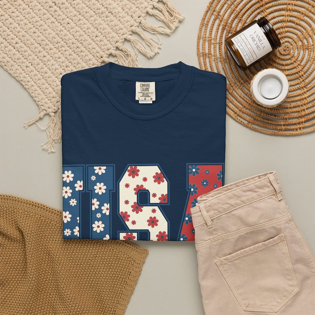 USA Floral Tee