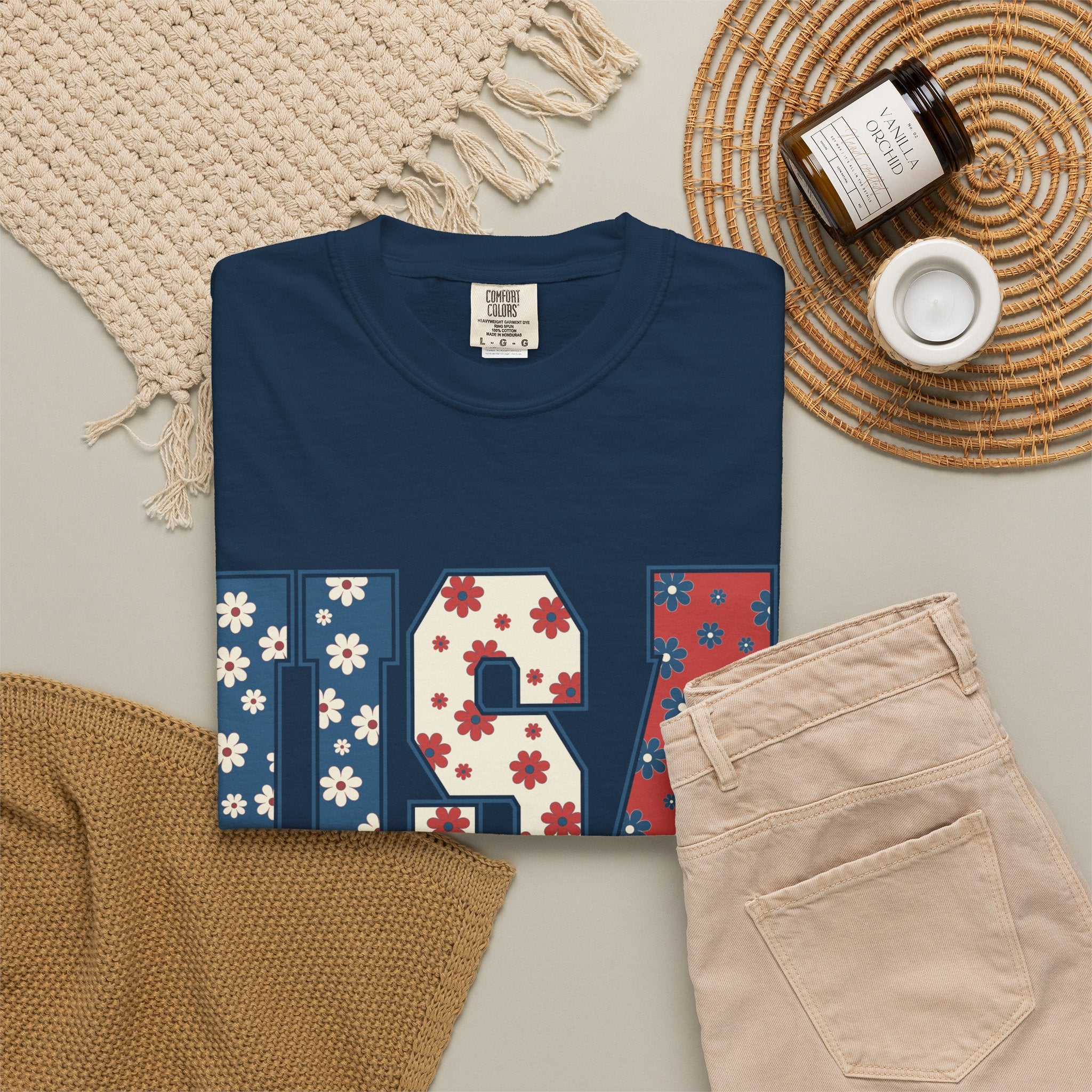USA Floral Tee