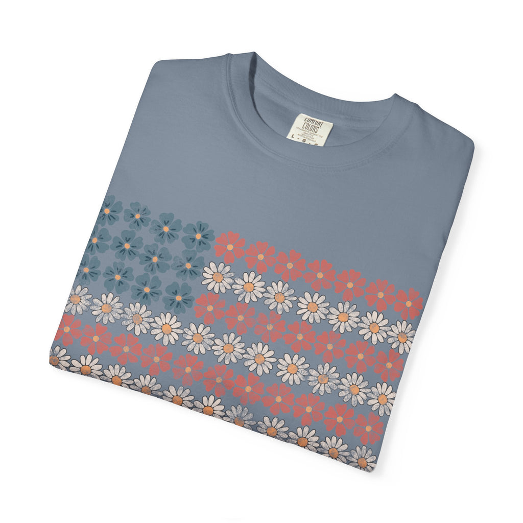 Floral American Flag USA Tee
