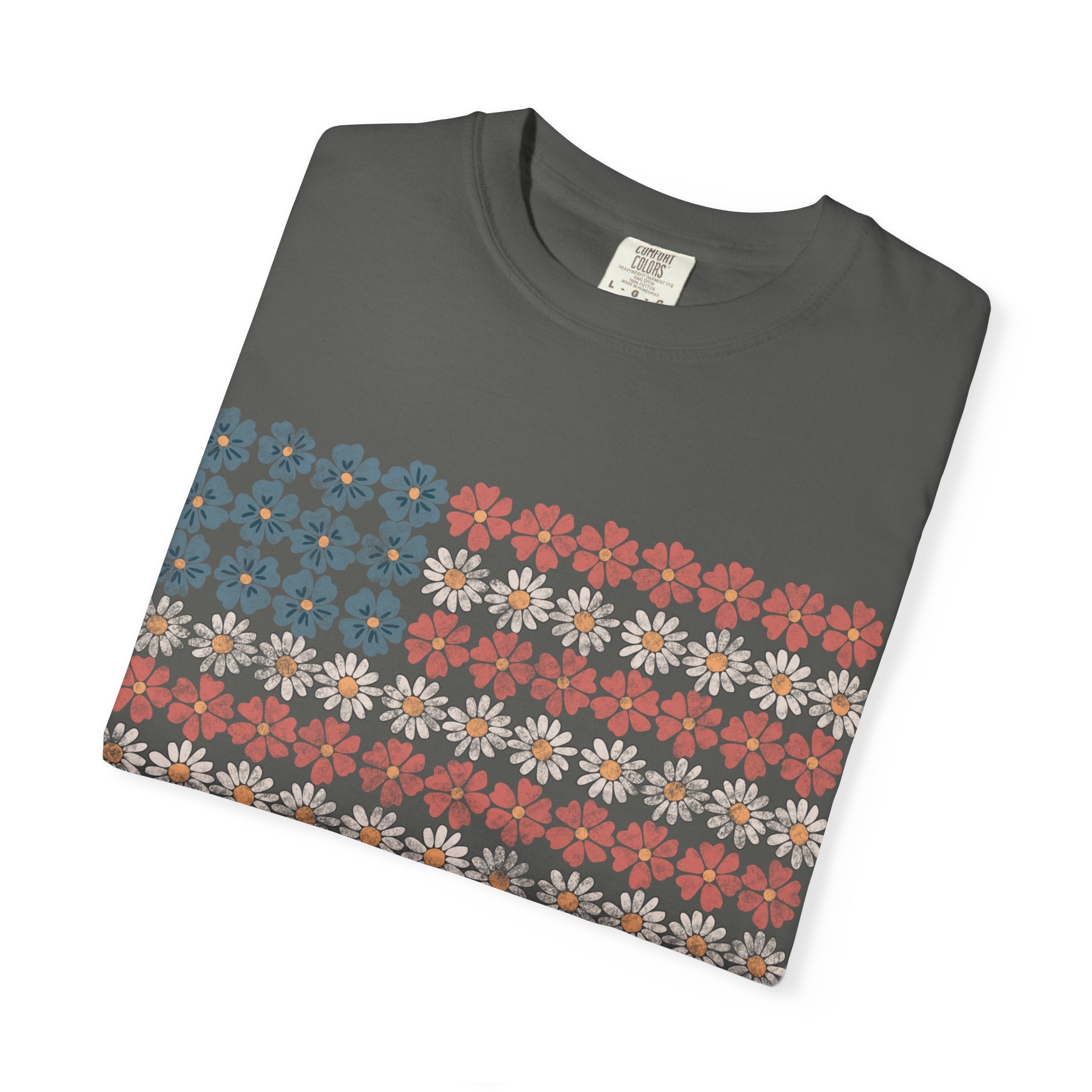 Floral American Flag USA Tee