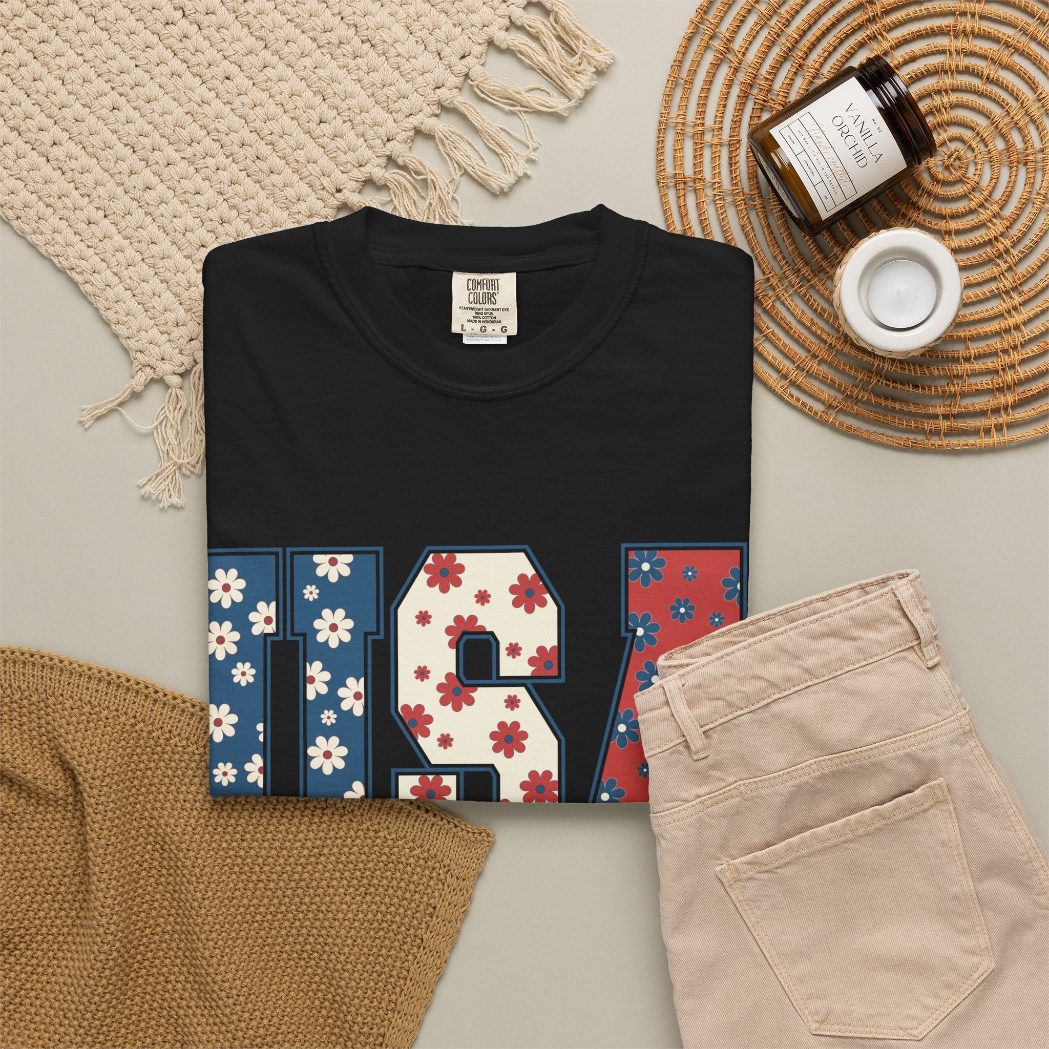 USA Floral Tee