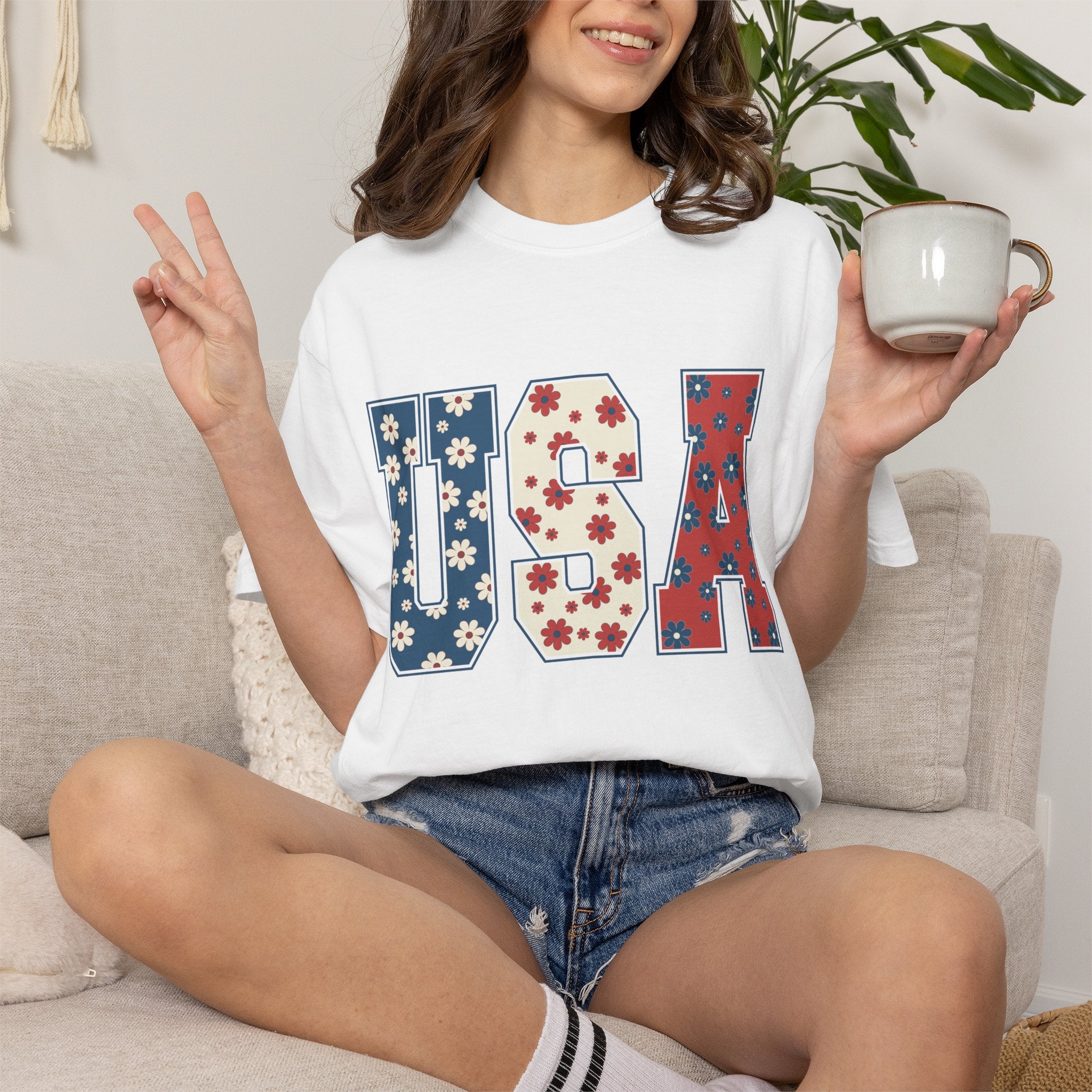 USA Floral Tee