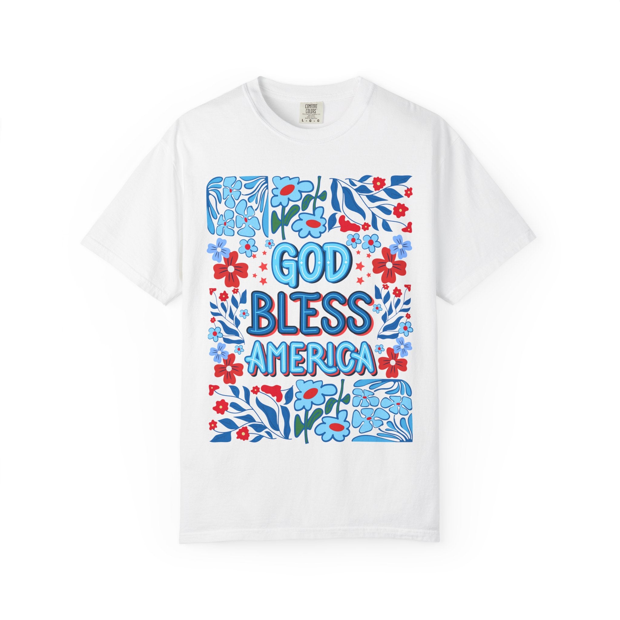 God Bless America Floral Tee
