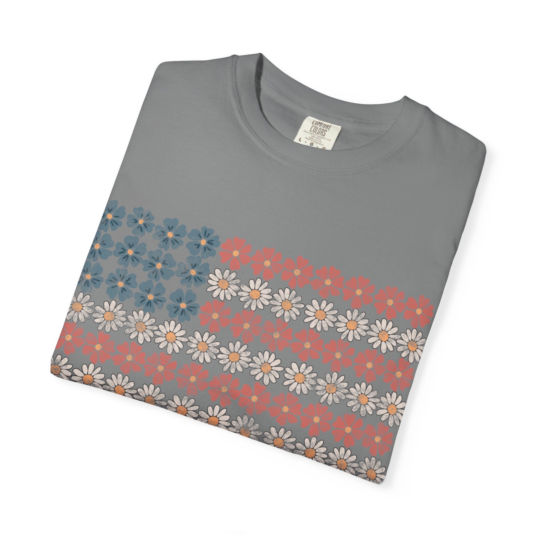 Floral American Flag USA Tee