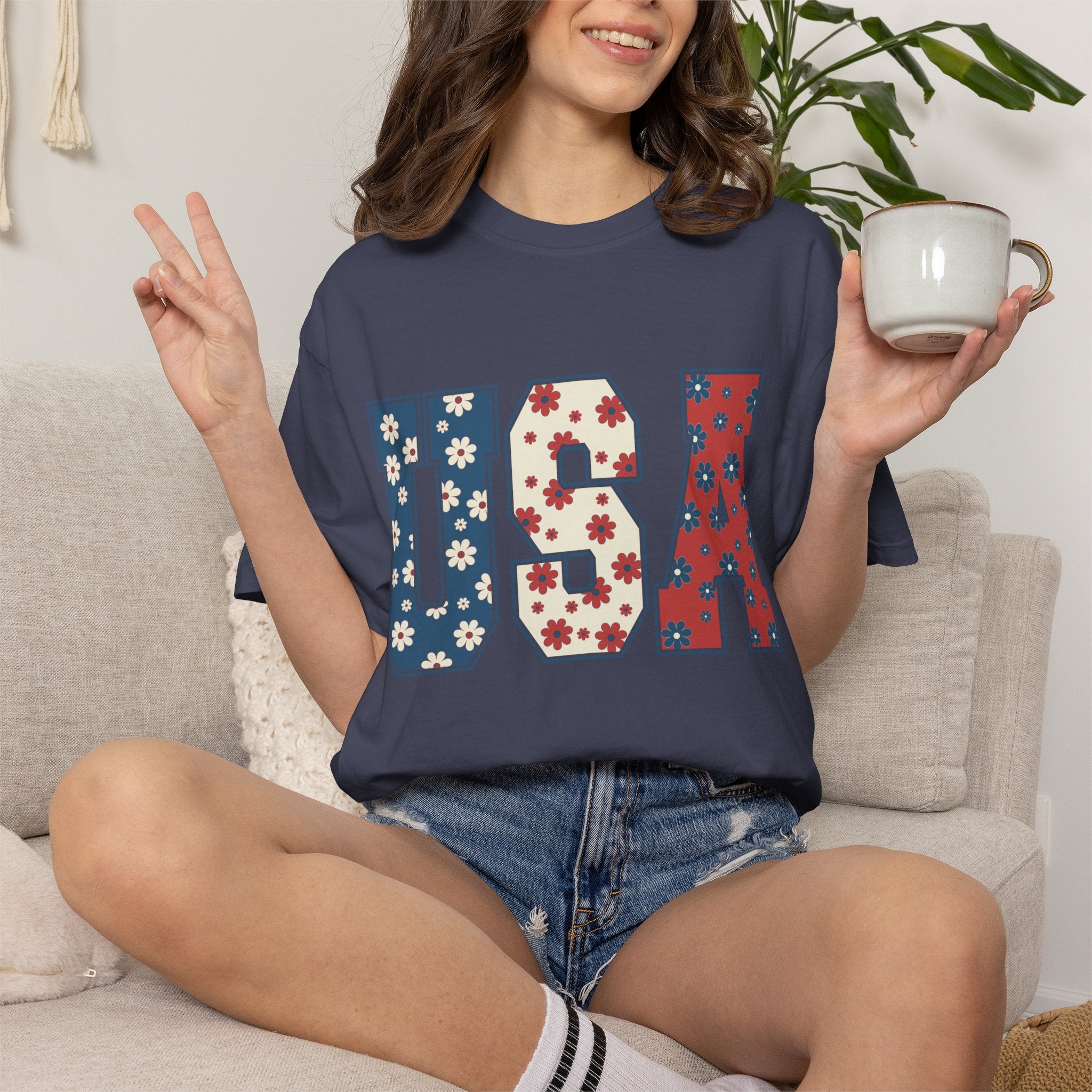USA Floral Tee