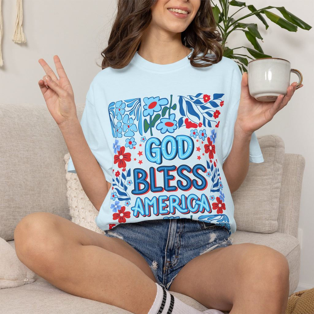 God Bless America Floral Tee