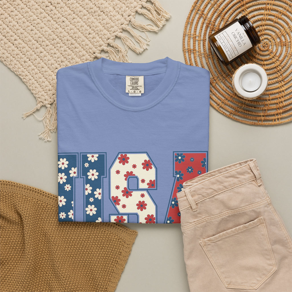 USA Floral Tee
