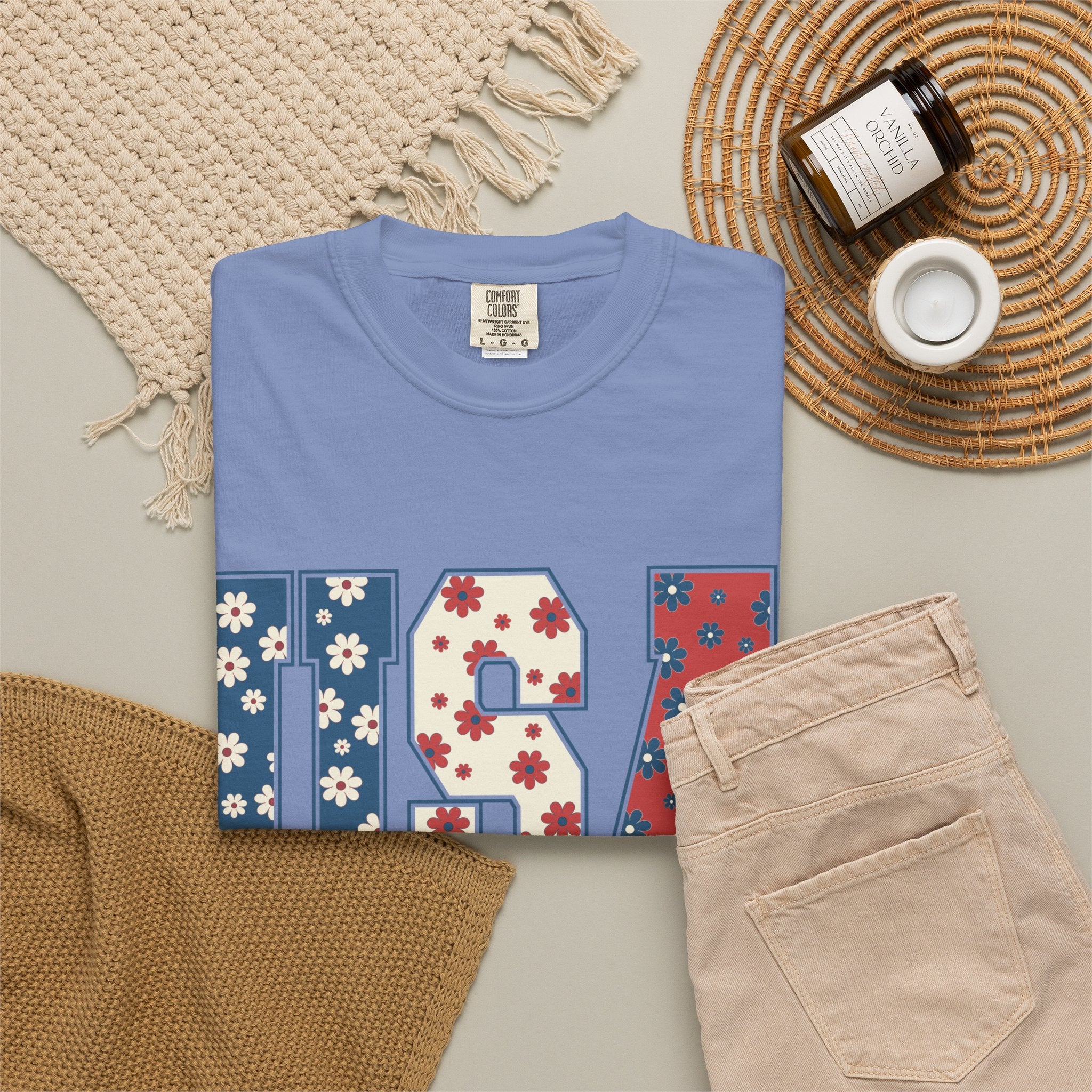 USA Floral Tee