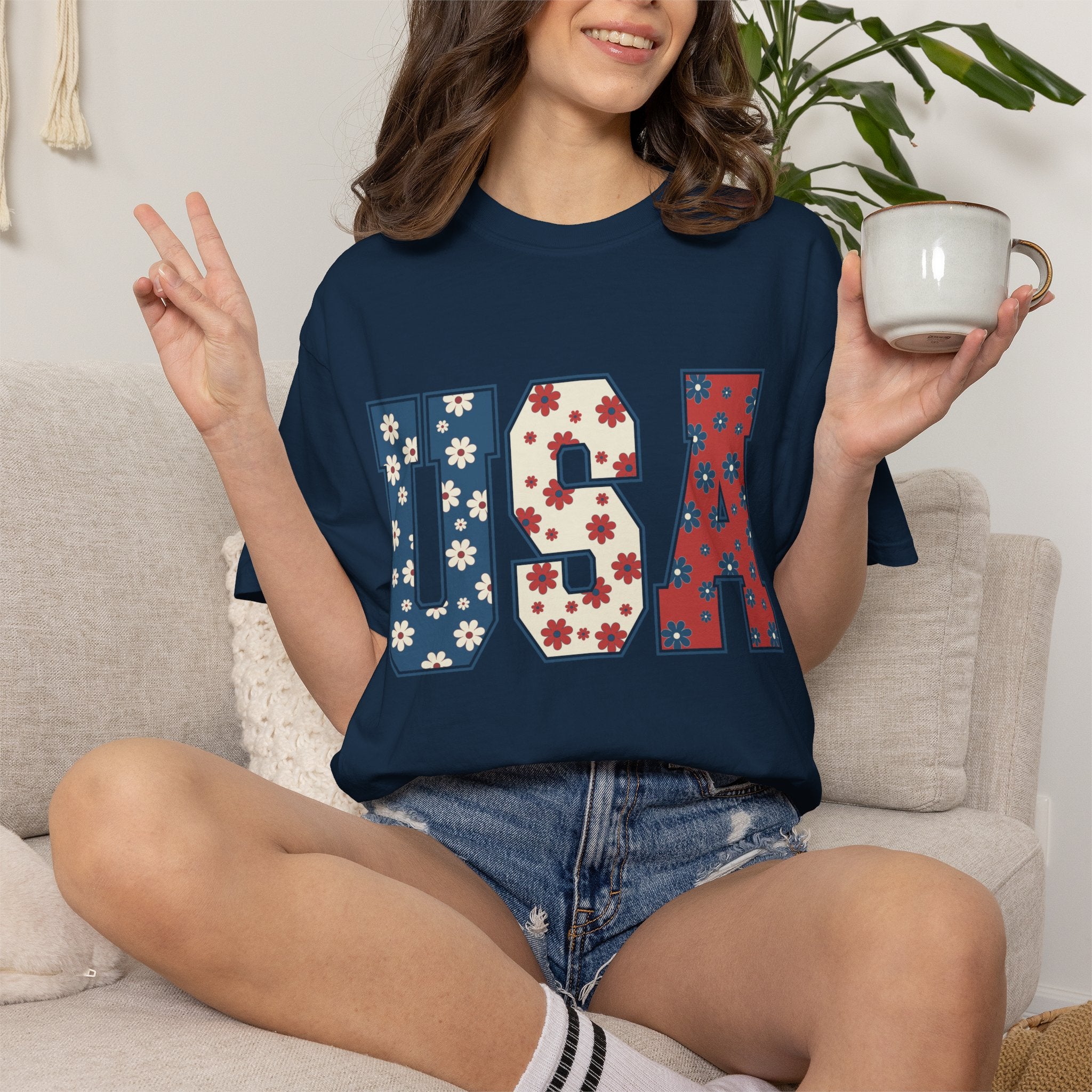 USA Floral Tee