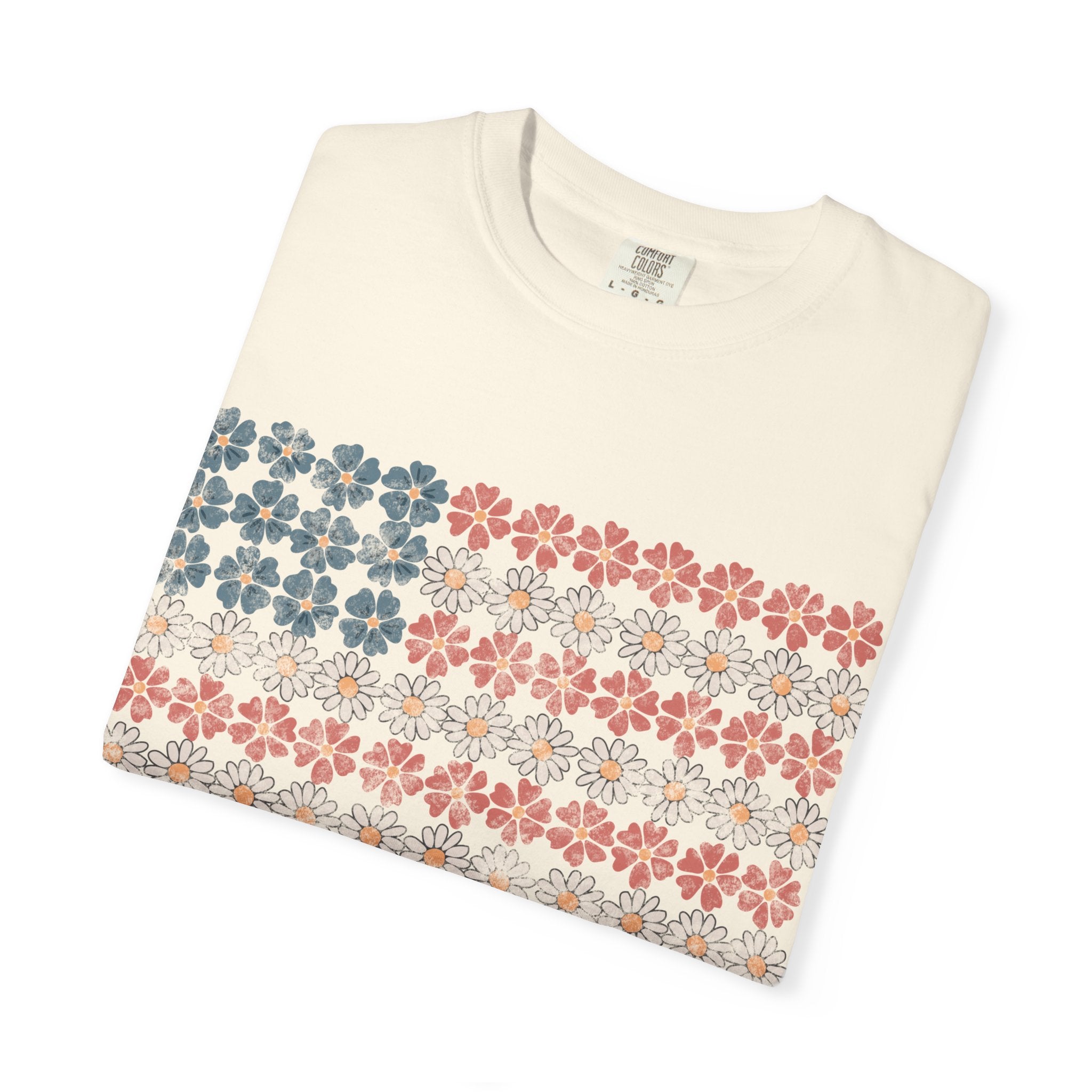 Floral American Flag USA Tee