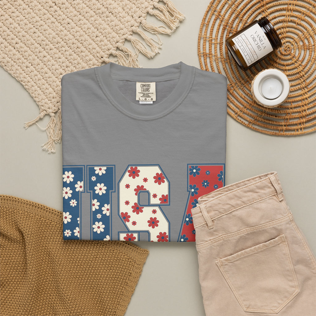 USA Floral Tee