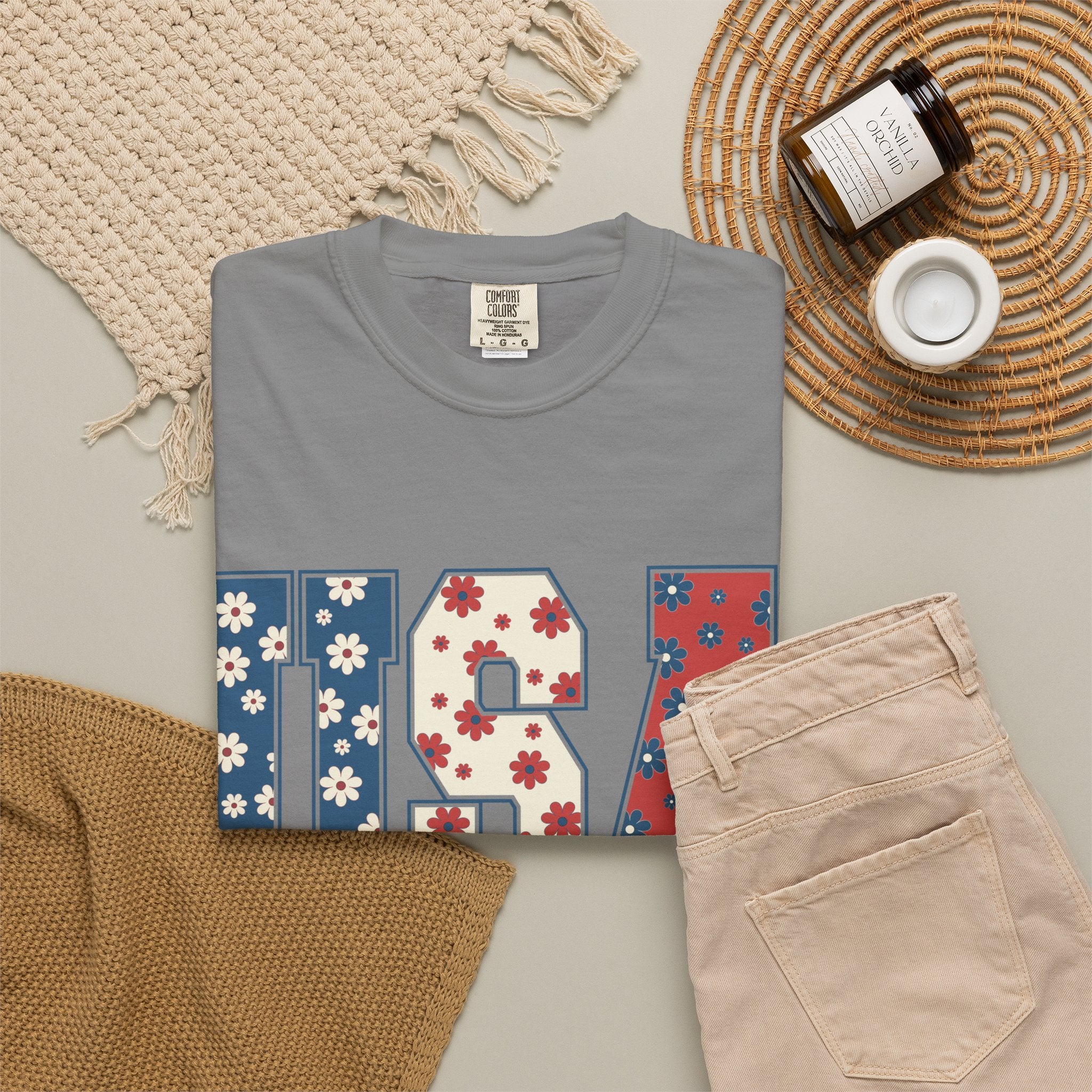 USA Floral Tee