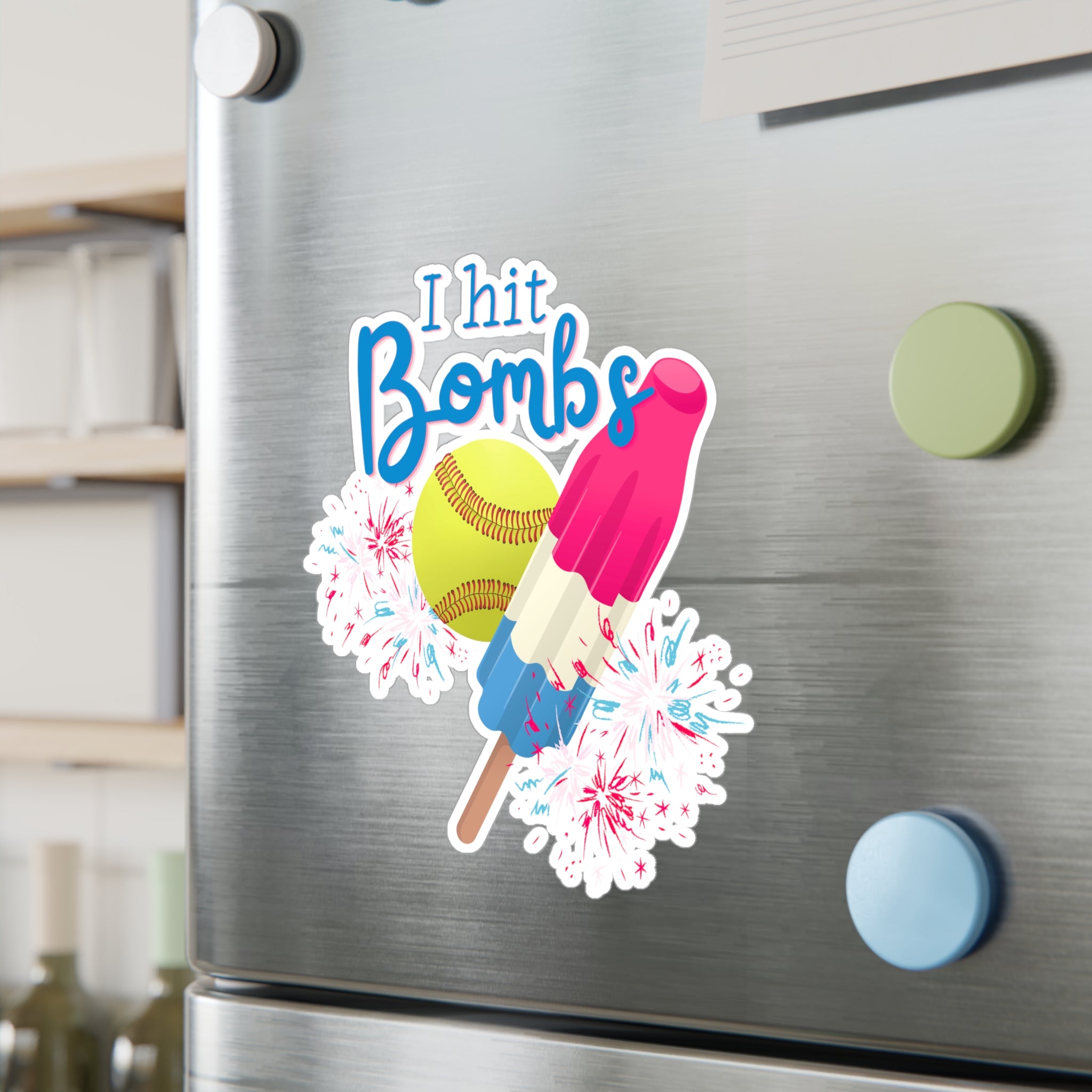 "I Hit Bombs" Softball Kiss-Cut Vinyl Decal Sticker