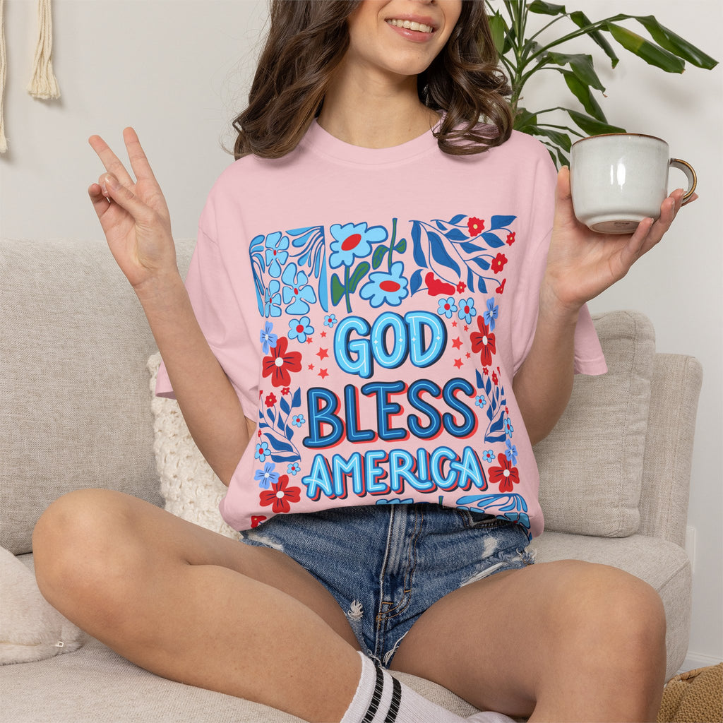 God Bless America Floral Tee