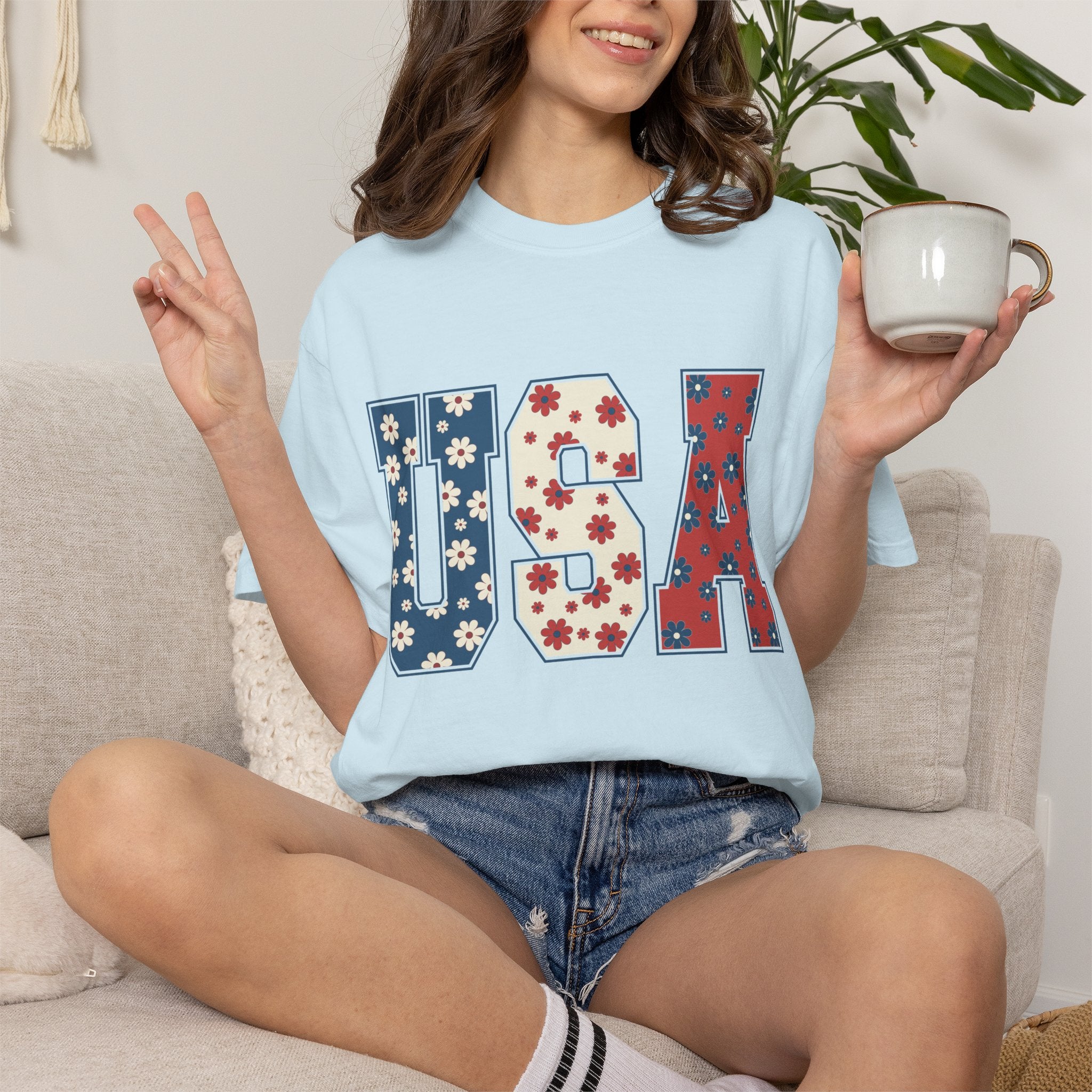 USA Floral Tee