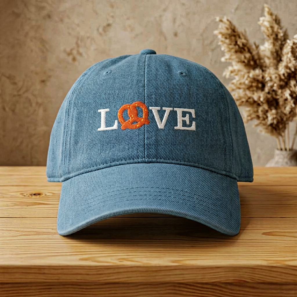Embroidered LOVE Pretzel Philly adjustable baseball hat