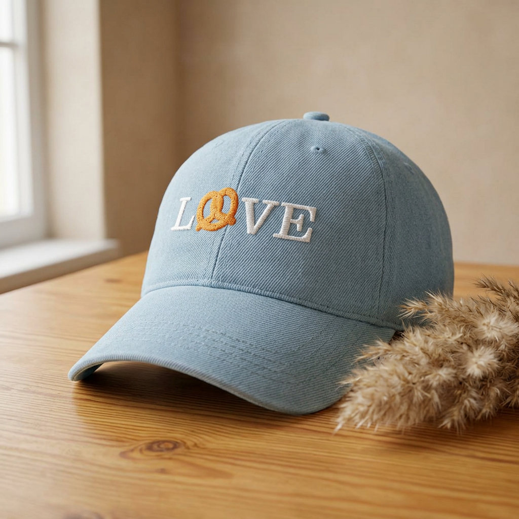 Embroidered LOVE Pretzel Philly adjustable baseball hat