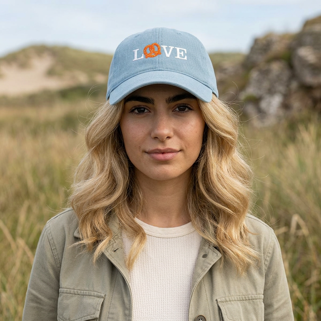 Embroidered LOVE Pretzel Philly adjustable baseball hat