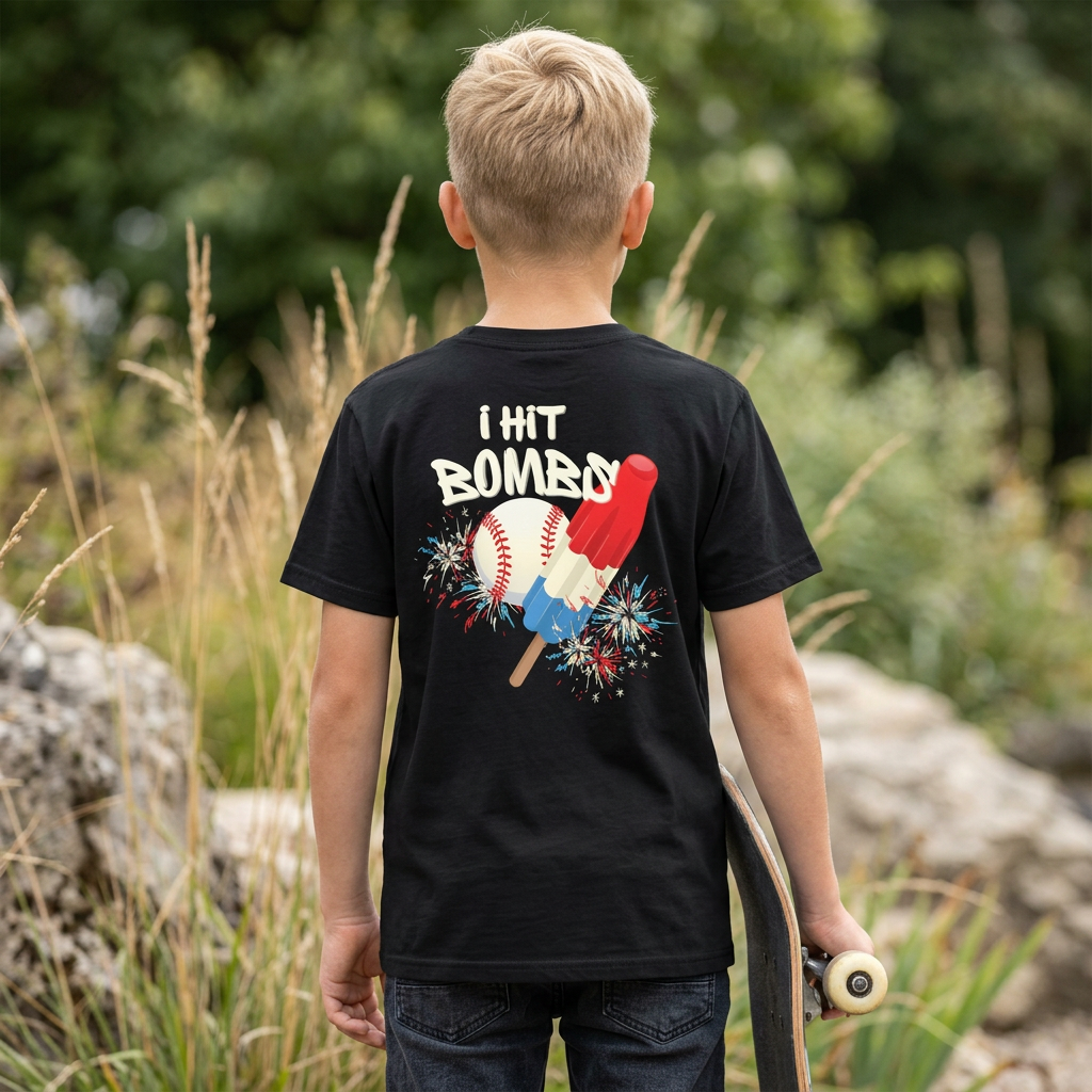 Youth "I Hit Bombs" Popsicle Baseball Tee
