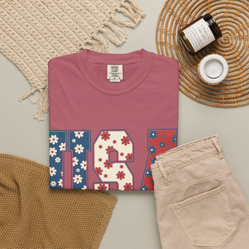 USA Floral Tee