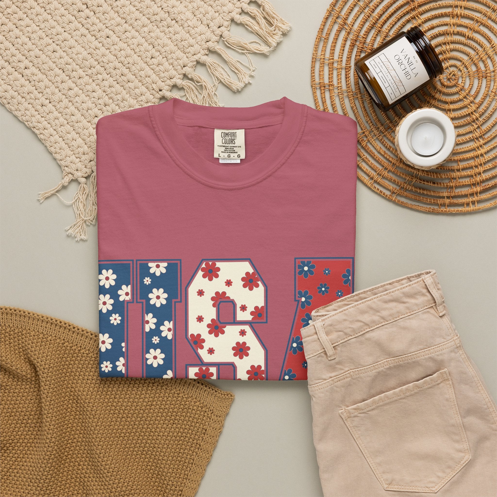 USA Floral Tee