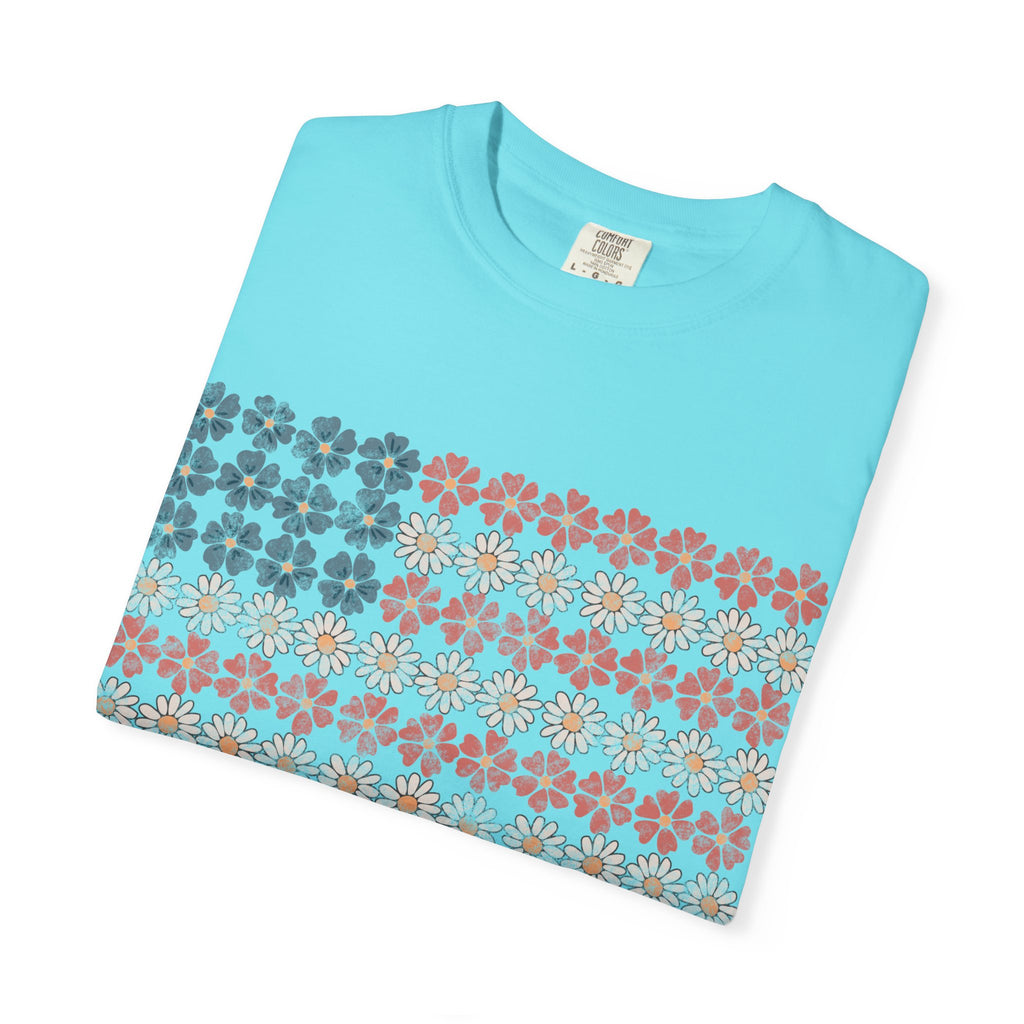 Floral American Flag USA Tee