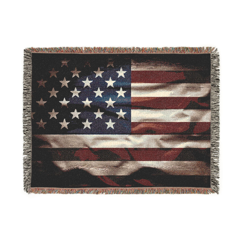 American Flag Woven Blanket