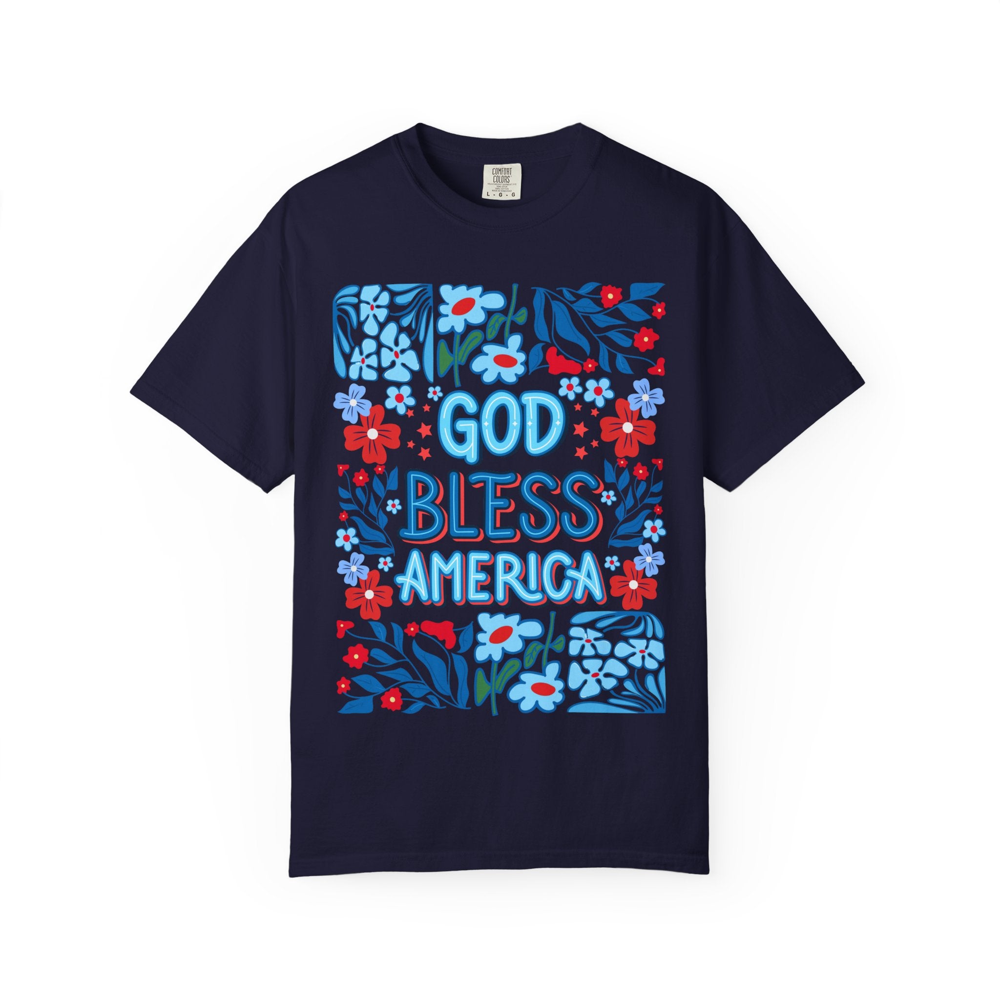 God Bless America Floral Tee