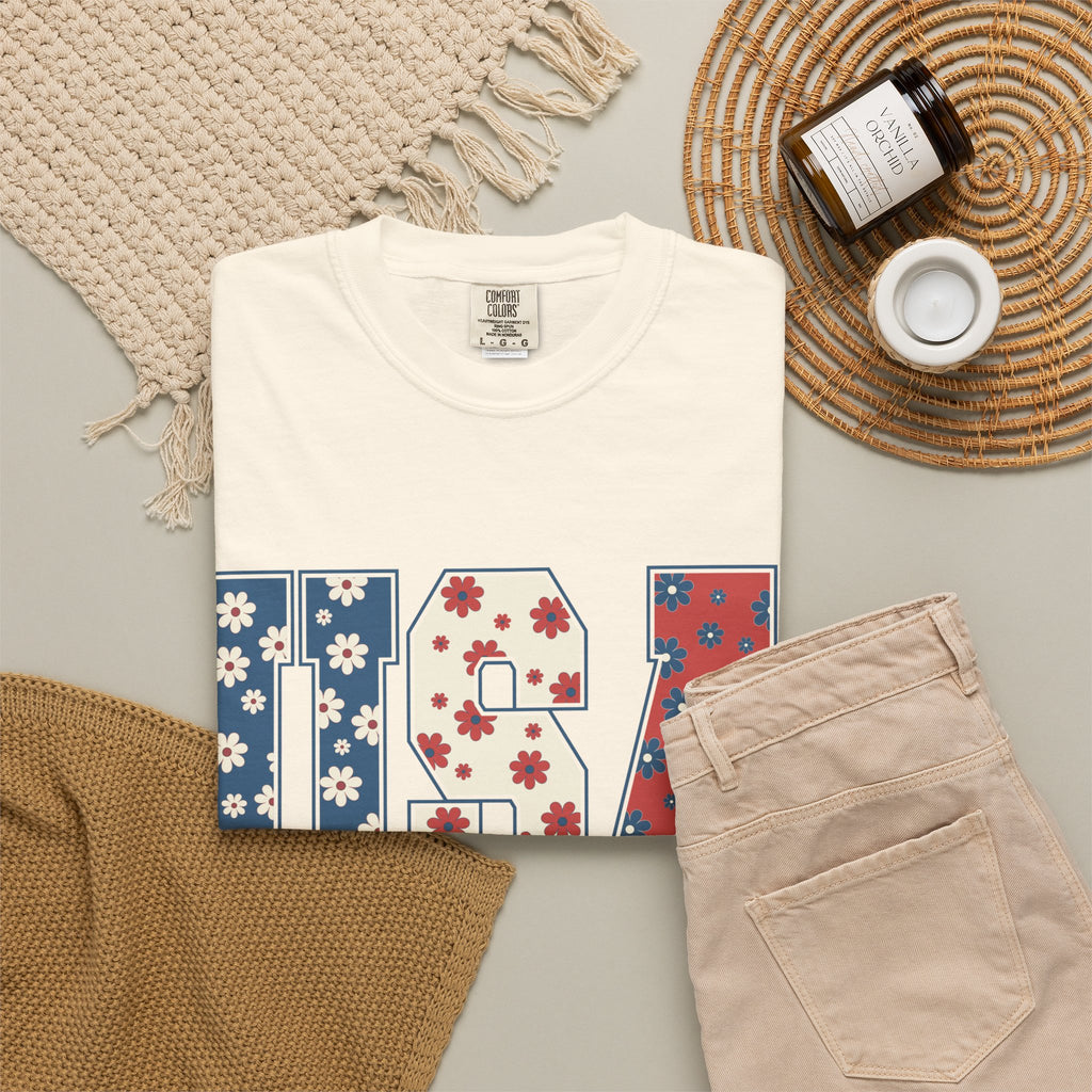 USA Floral Tee