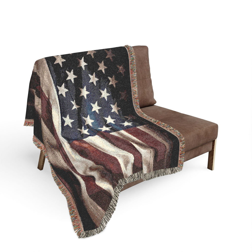 American Flag Woven Blanket