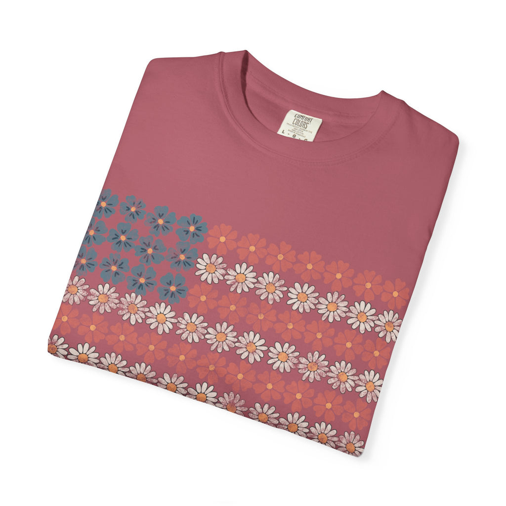 Floral American Flag USA Tee