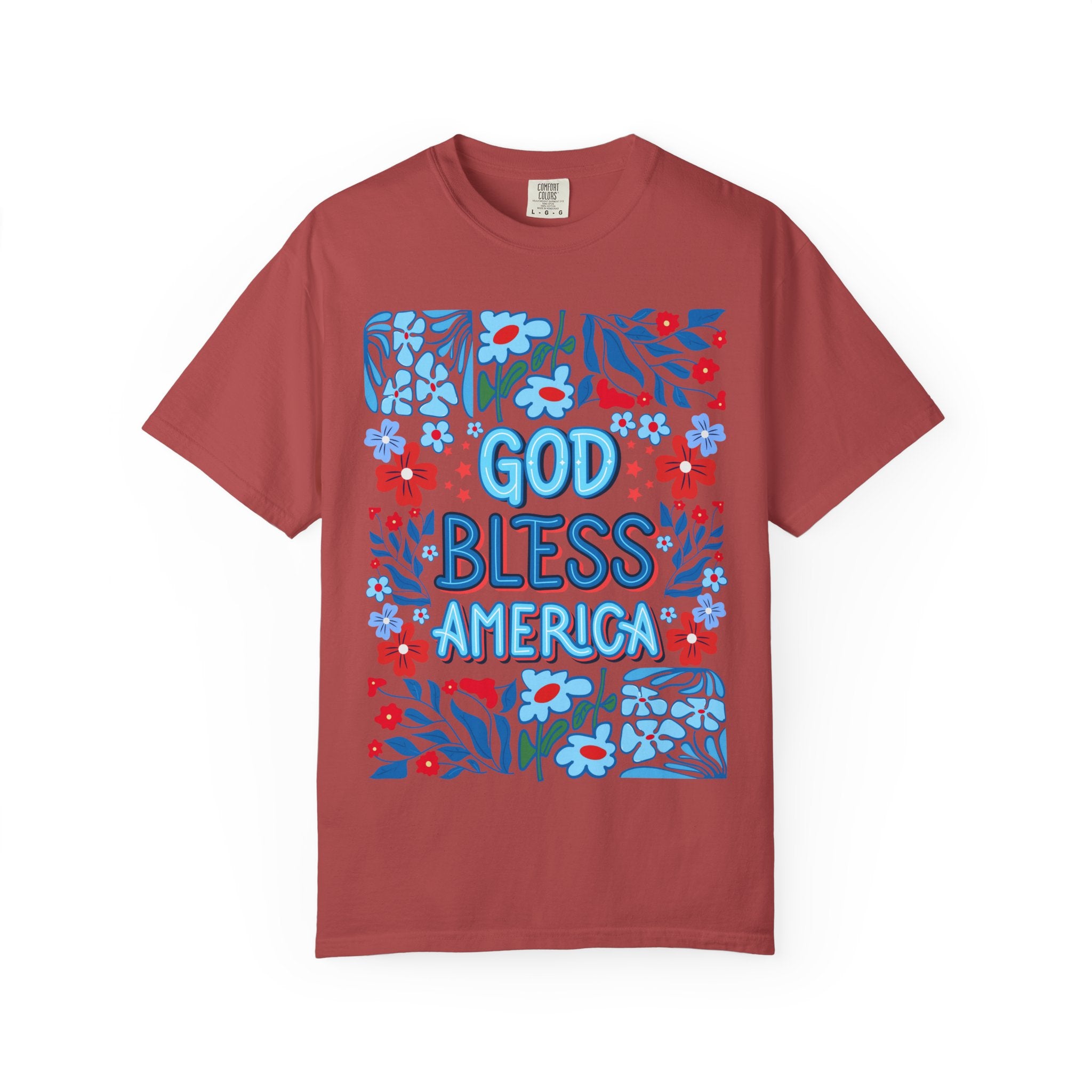God Bless America Floral Tee