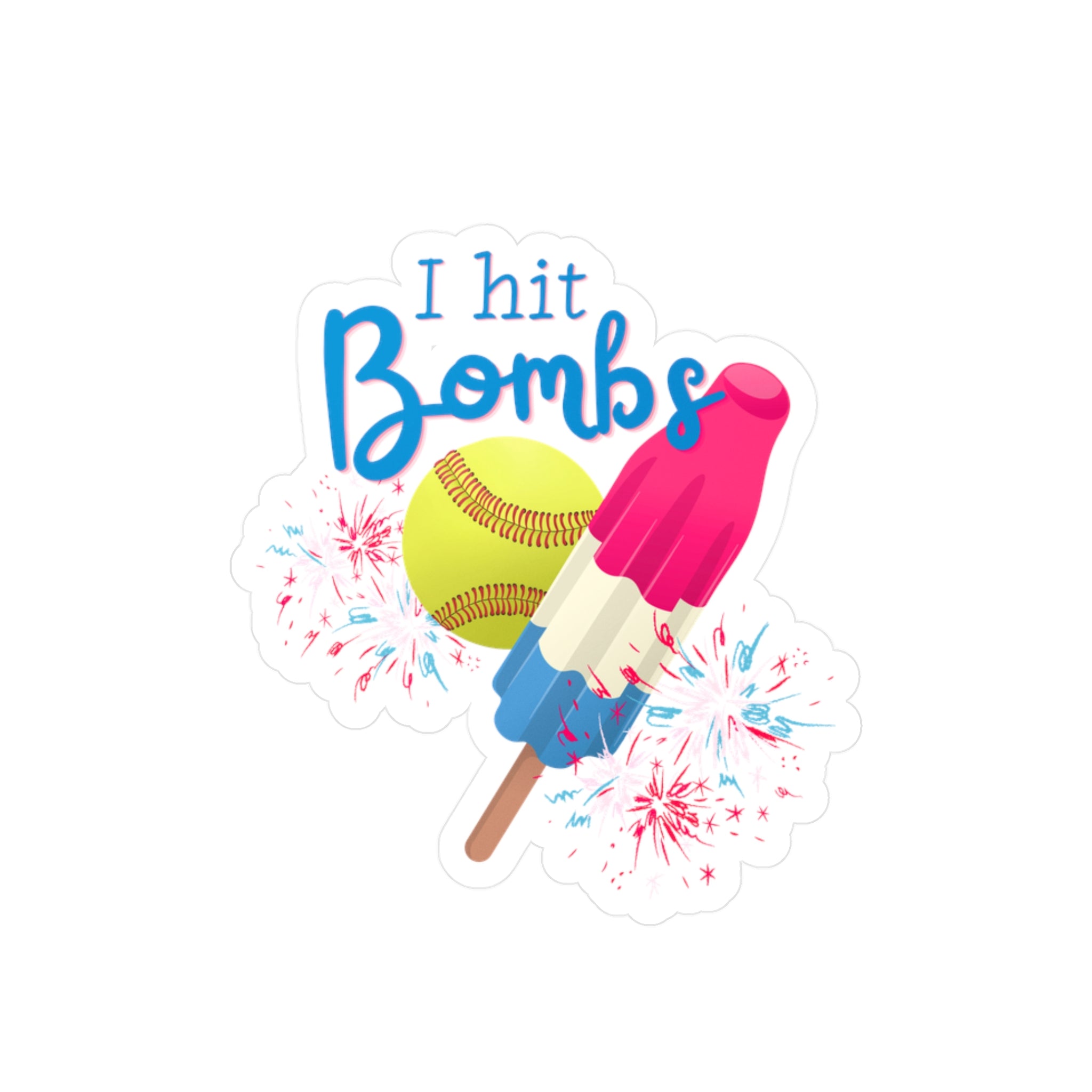 "I Hit Bombs" Softball Kiss-Cut Vinyl Decal Sticker