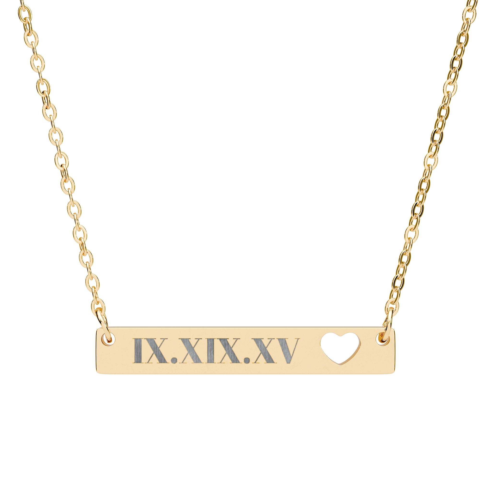 Personalized Engraved Cutout Heart Bar Necklace