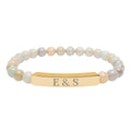 Personalized Engraved Natural Stone Bead Bar Bracelet