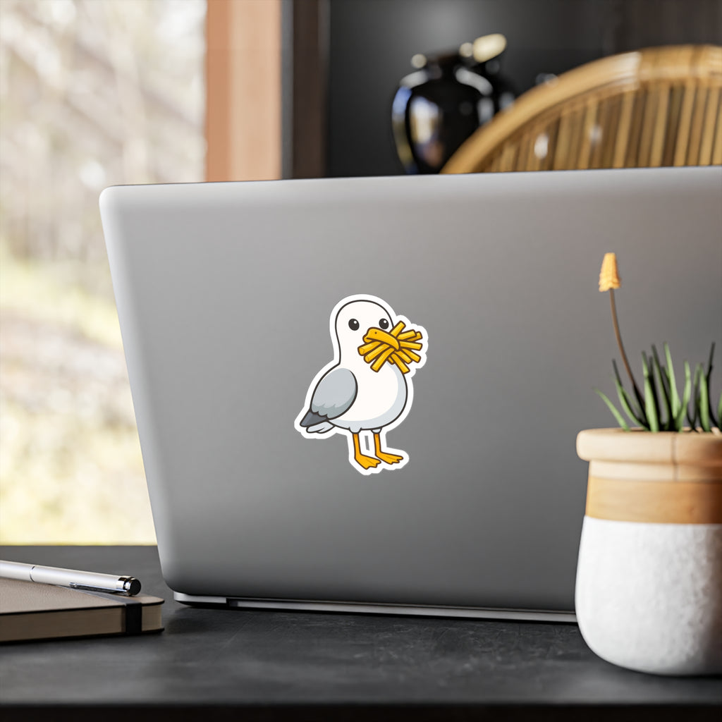 Seagull with Fries Kiss-Cut Vinyl Decal Sticker